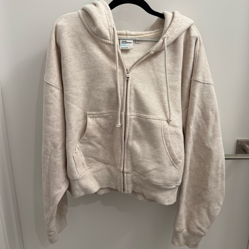 TNA cropped boyfriend Sweatfleece Zip-Up